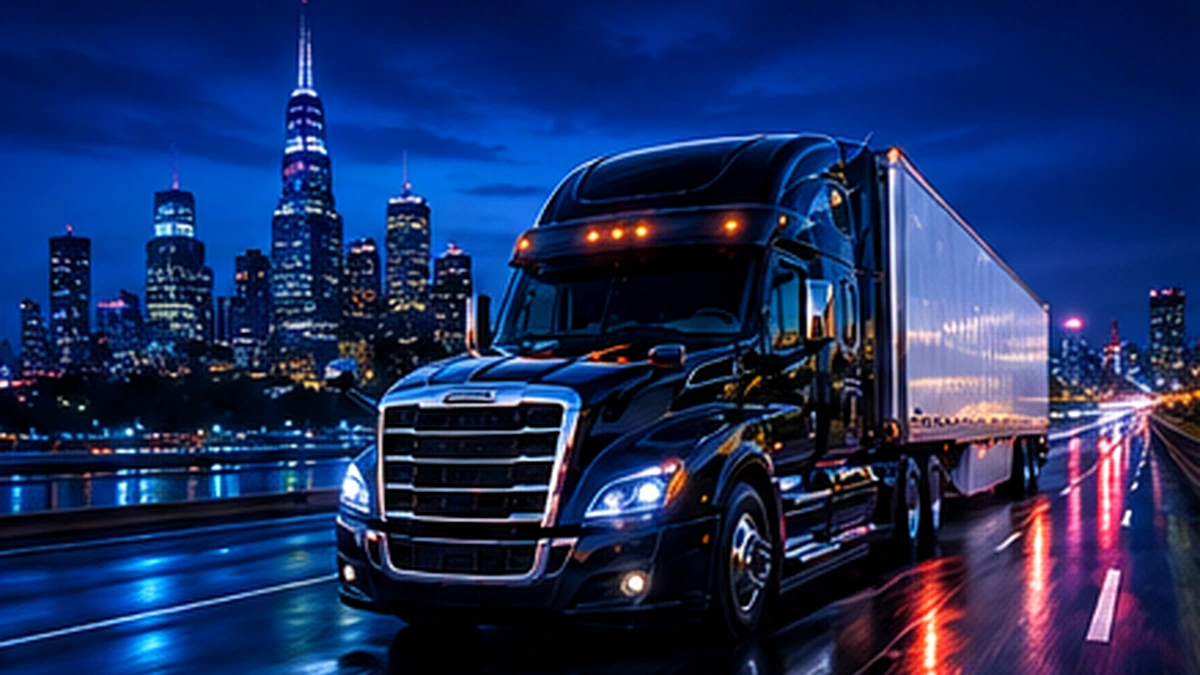 Night highway freight operations visual